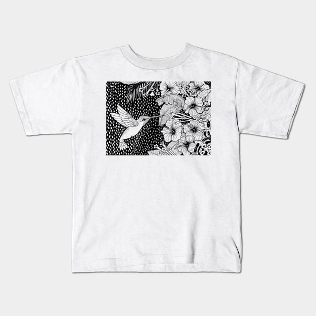 Hummingbird garden Kids T-Shirt by katerinamk